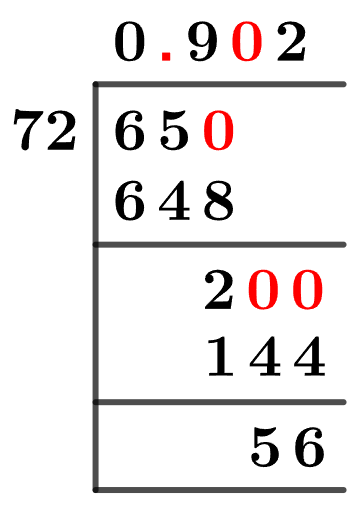 65/72 Long Division Method 65/72 Long Division Method