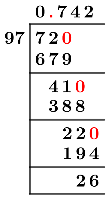 72/97 Long Division Method 72/97 Long Division Method