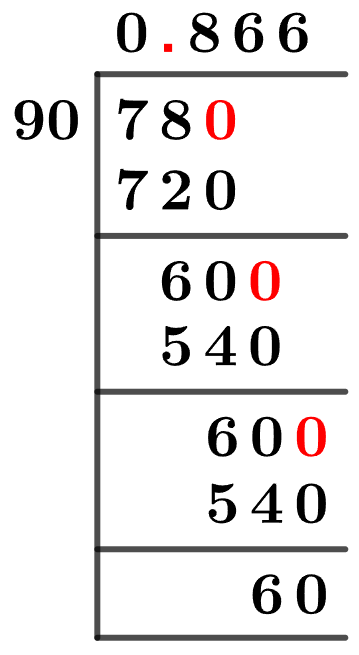 78/90 Long Division Method 78/90 Long Division Method