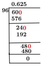 60/96 Long Division Method