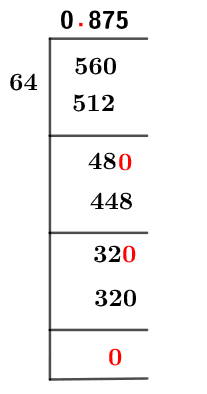 56/64 Long Division Method 56/64 Long Division Method