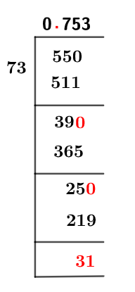 55/73 Long Division Method
