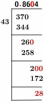 37/43 Long Division Method 37/43 Long Division Method
