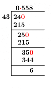 As a decimal 24/43Long Division Method