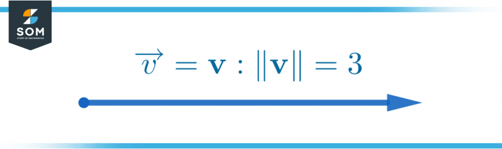 A vector v with magnitude three