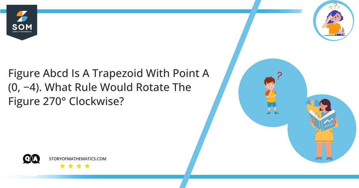 Figure Abcd Is A Trapezoid With Point A 0 −4. What Rule Would Rotate The Figure 270° Clockwise