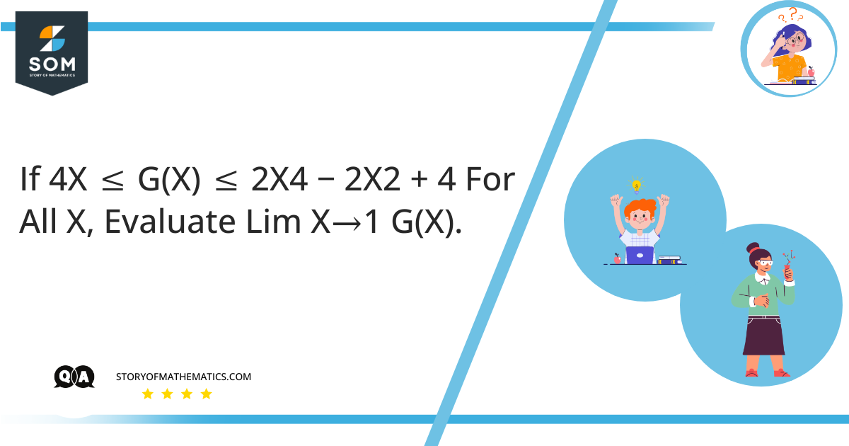 If 4X ≤ GX ≤ 2X4 − 2X2 4 For All X Evaluate Lim X→1 GX.
