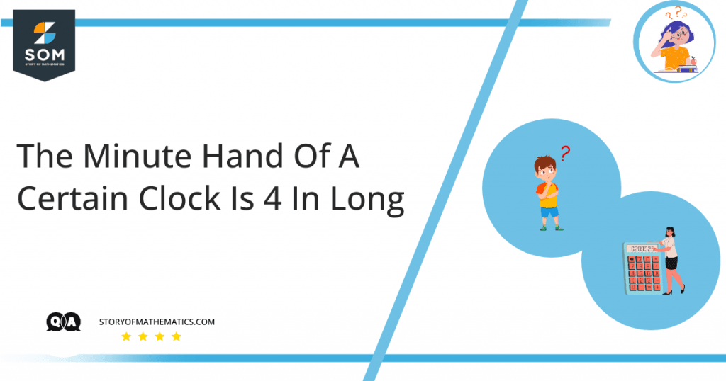 The minute hand of a certain clock is 4 in long, Starting from the