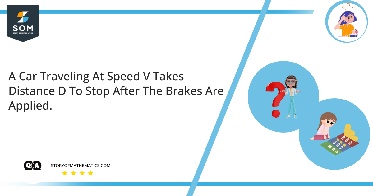 a car traveling at speed v takes distance d to stop after the brakes are applied.