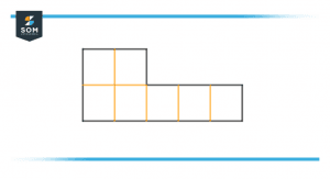 Area of irregular shape divided into parts