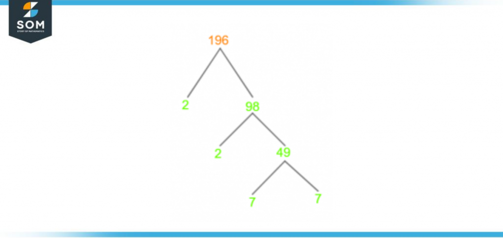 Factor tree of one hundred and ninety six