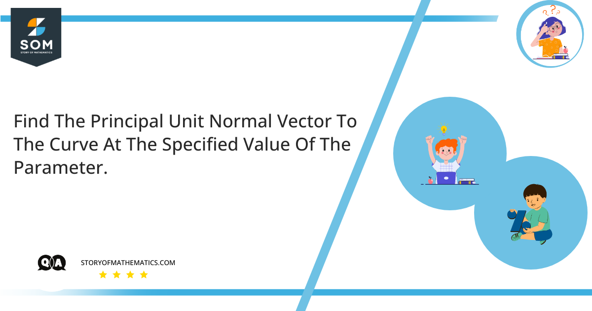 find the principal unit normal vector to the curve at the specified value of the parameter