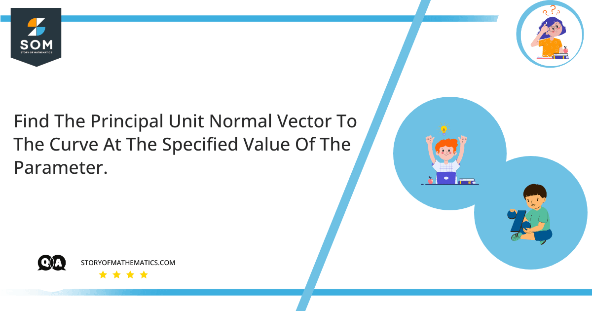 find the principal unit normal vector to the curve at the specified value of the parameter