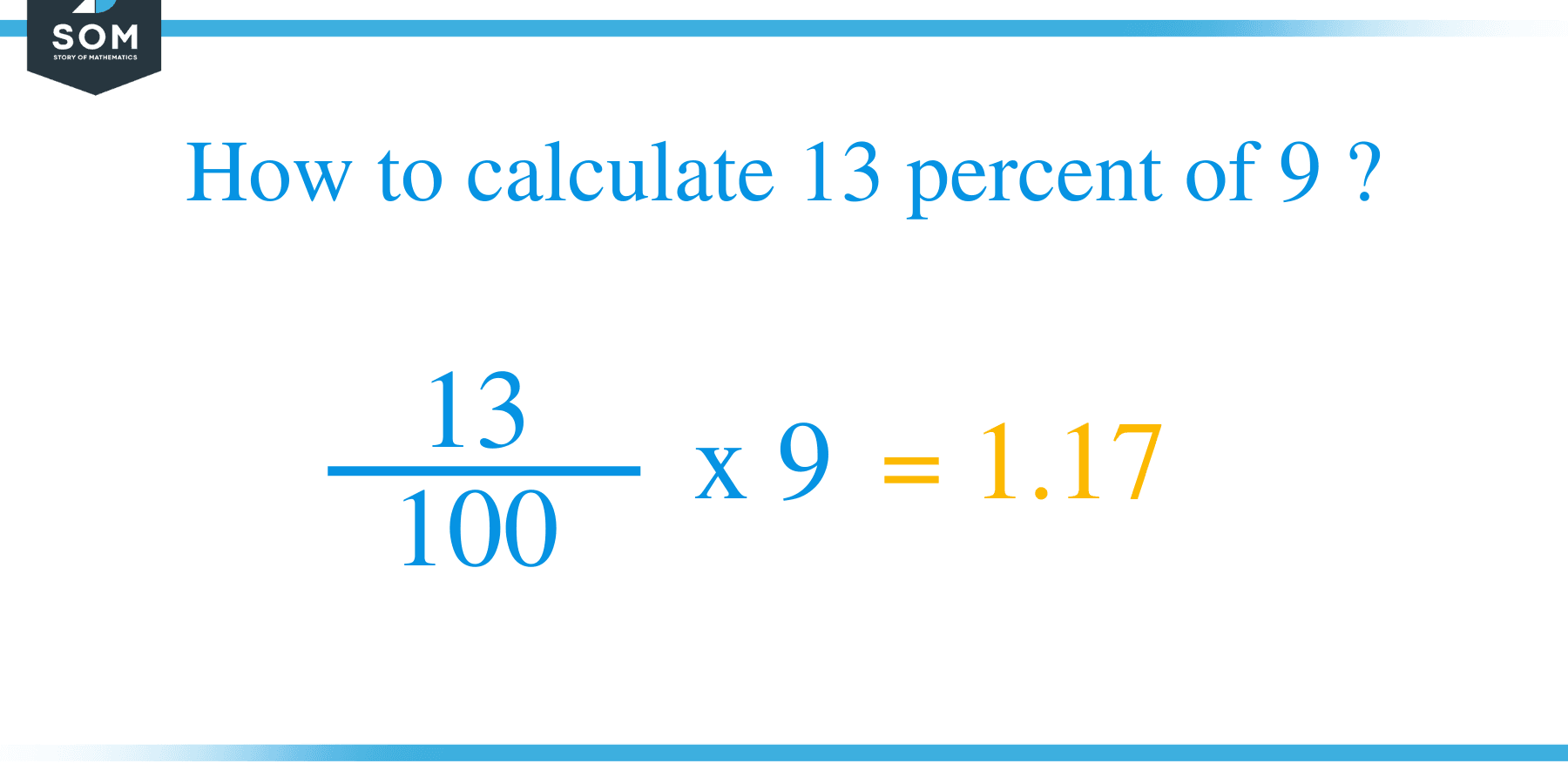 Percent formula 13 percent of 9