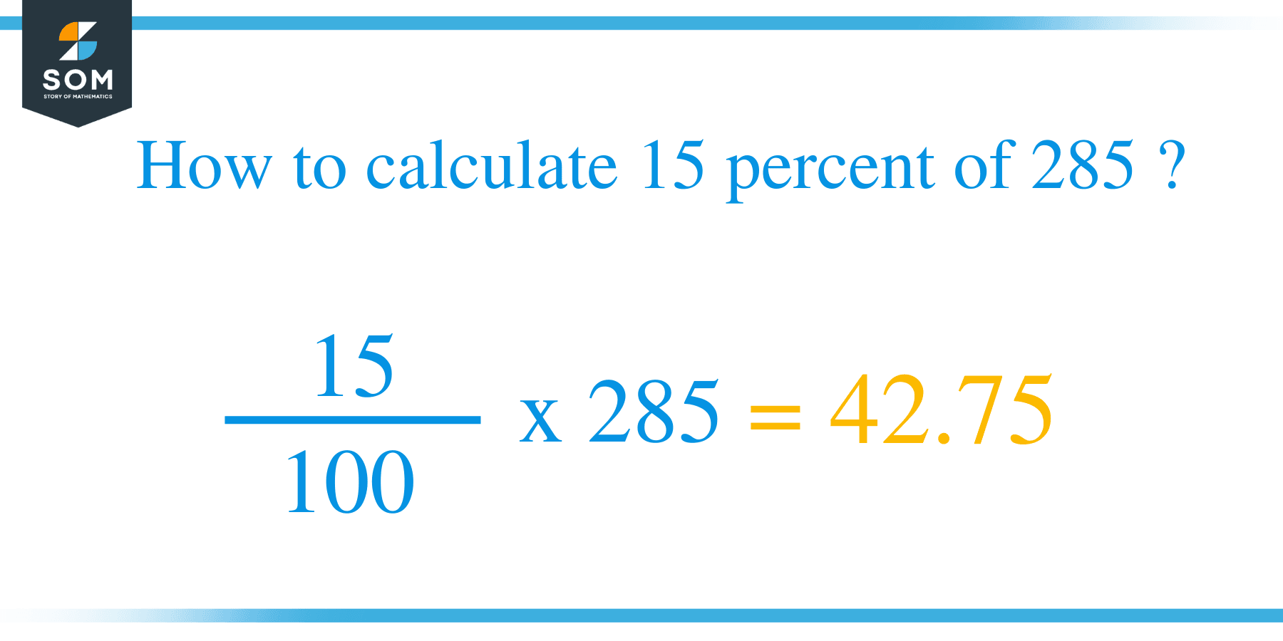 Percent formula 15 percent of 285