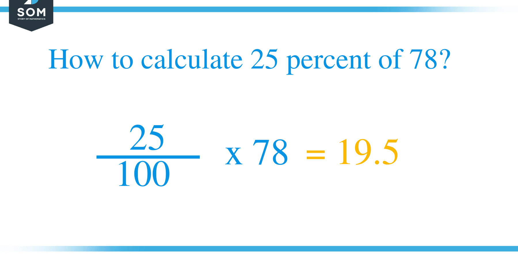 Percent formula 25 percent of 78